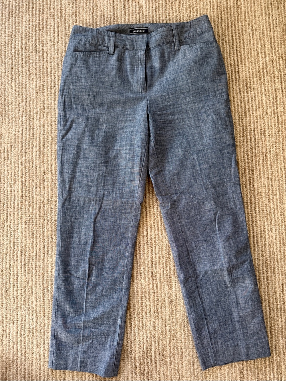 Lands' End Chambray Slim-Leg Pants